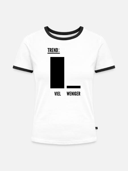 Viel weniger - Frauen Kontrast-T-Shirt - Weiß/Schwarz