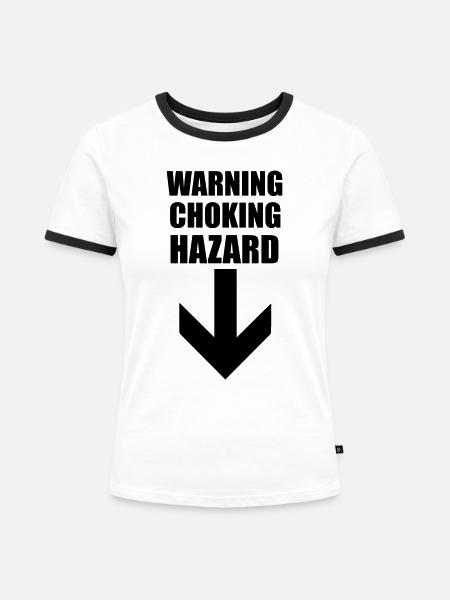 Warning Choking Hazard - Frauen Kontrast-T-Shirt - Weiß/Schwarz