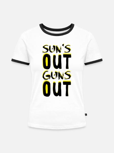 Guns Out - Frauen Kontrast-T-Shirt - Weiß/Schwarz