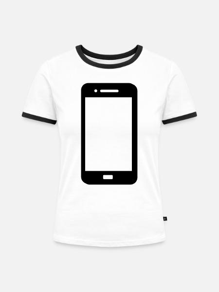 Mobile Phone Vektor - Frauen Kontrast-T-Shirt - Weiß/Schwarz