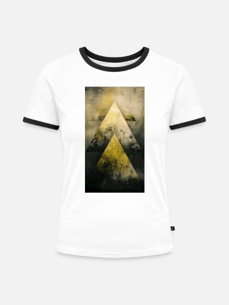 Geometrische Berge in Träumen - Frauen Kontrast-T-Shirt - Weiß/Schwarz