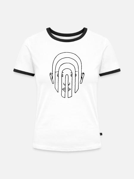 Kopf - Frauen Kontrast-T-Shirt - Weiß/Schwarz