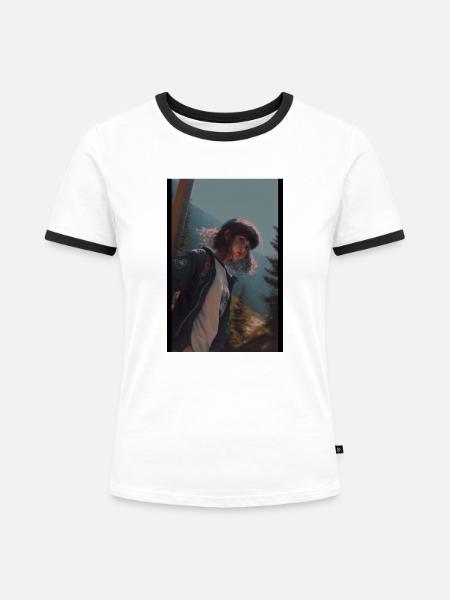 real life anime - Frauen Kontrast-T-Shirt - Weiß/Schwarz