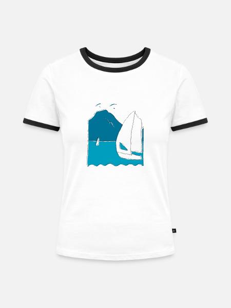 summertime - Frauen Kontrast-T-Shirt - Weiß/Schwarz