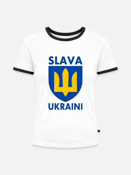 Ukraine flagge - Frauen Kontrast-T-Shirt - Weiß/Schwarz