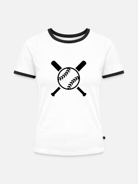 Softball - Frauen Kontrast-T-Shirt - Weiß/Schwarz