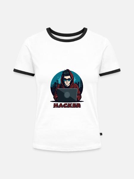 Hacker Sonnenbrille Hacker Anonymous Hacker - Frauen Kontrast-T-Shirt - Weiß/Schwarz