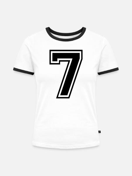 7 - Frauen Kontrast-T-Shirt - Weiß/Schwarz