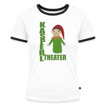 KASPERLTHEATER - Frauen Kontrast-T-Shirt - Weiß/Schwarz - Vorne - Selfina (174cm)