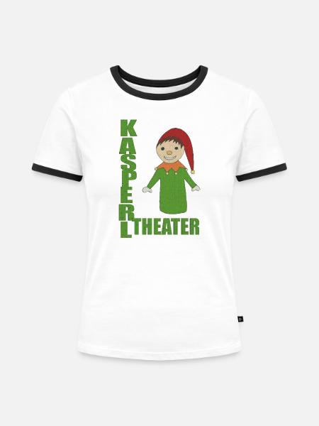 KASPERLTHEATER - Frauen Kontrast-T-Shirt - Weiß/Schwarz