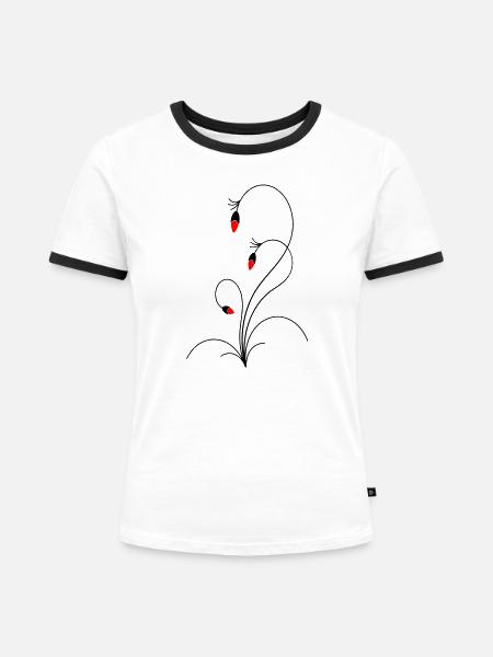 zarte Blütenranke - Frauen Kontrast-T-Shirt - Weiß/Schwarz