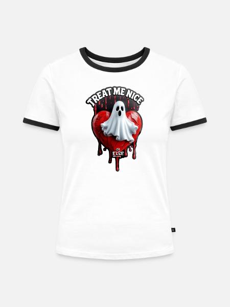 Behandle mich richtig, sonst...! - Frauen Kontrast-T-Shirt - Weiß/Schwarz