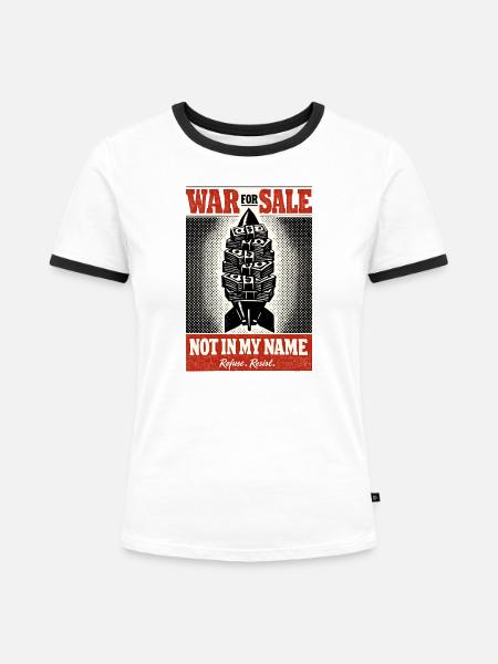 Geldrakete Anti Krieg Plakat - Frauen Kontrast-T-Shirt - Weiß/Schwarz