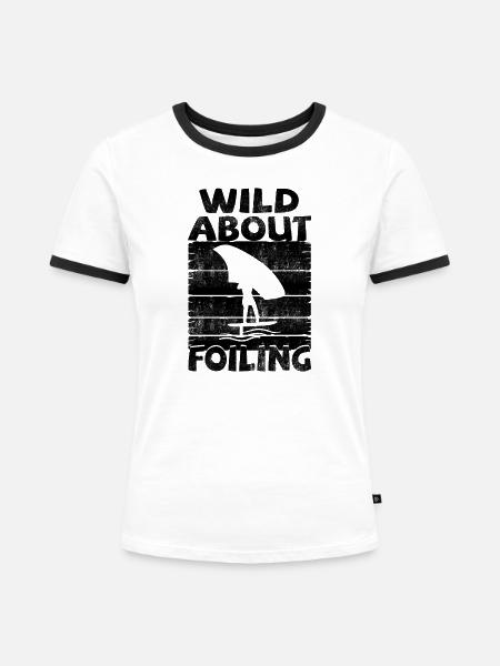 Wild about Foiling - Frauen Kontrast-T-Shirt - Weiß/Schwarz