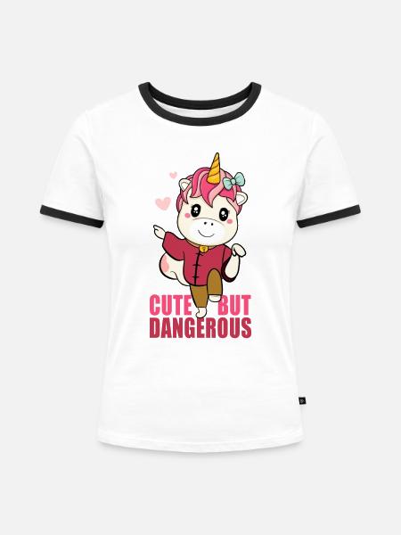 Niedlich aber gefährlich - Frauen Kontrast-T-Shirt - Weiß/Schwarz