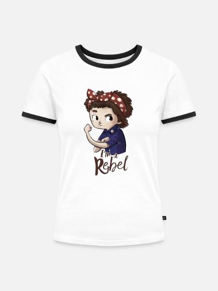 Ich bin ein Rebell. - Frauen Kontrast-T-Shirt - Weiß/Schwarz