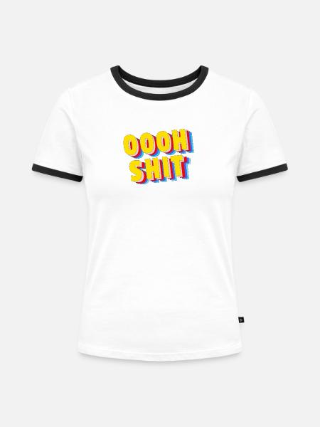 Oooh Shit - - Frauen Kontrast-T-Shirt - Weiß/Schwarz
