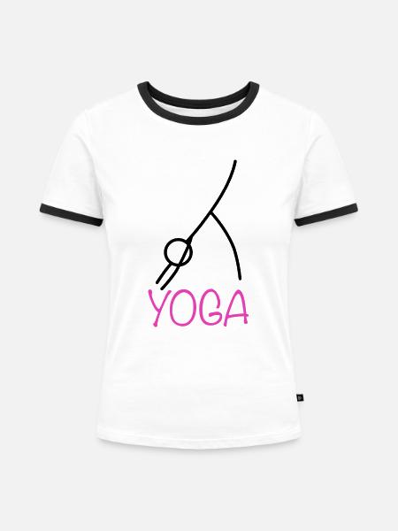 Yoga Stellung - Frauen Kontrast-T-Shirt - Weiß/Schwarz