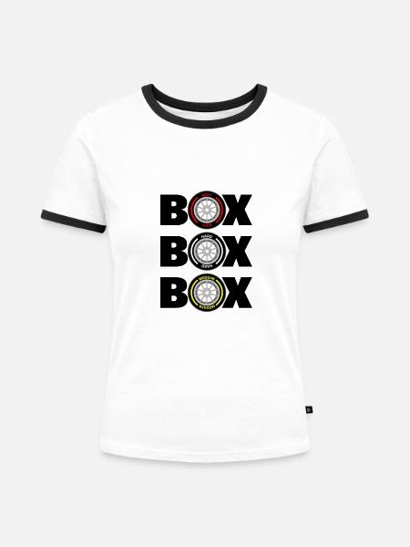 Box Box Box - Frauen Kontrast-T-Shirt - Weiß/Schwarz