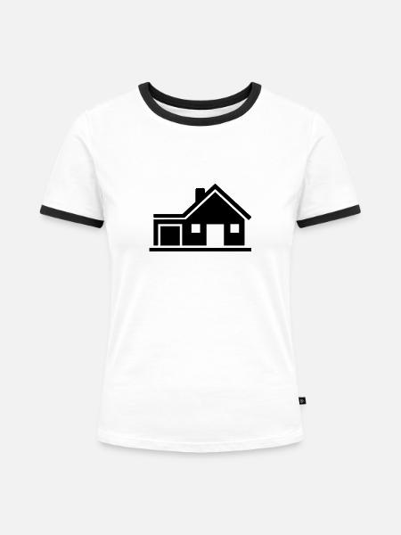 Haus - Frauen Kontrast-T-Shirt - Weiß/Schwarz