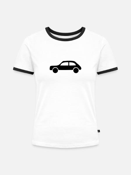 Auto - Frauen Kontrast-T-Shirt - Weiß/Schwarz