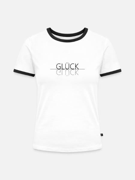 Glück - Frauen Kontrast-T-Shirt - Weiß/Schwarz