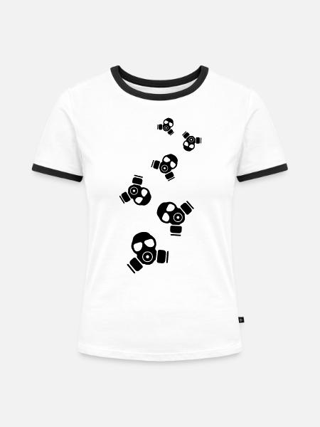 Gasmaske Symbol - Frauen Kontrast-T-Shirt - Weiß/Schwarz