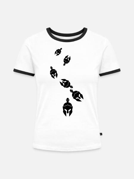 Spartaner Helm - Frauen Kontrast-T-Shirt - Weiß/Schwarz