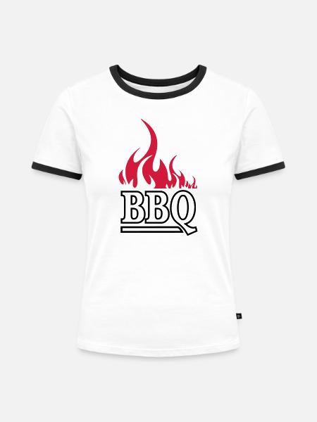 Flammenrot Barbeque BBQ - Frauen Kontrast-T-Shirt - Weiß/Schwarz