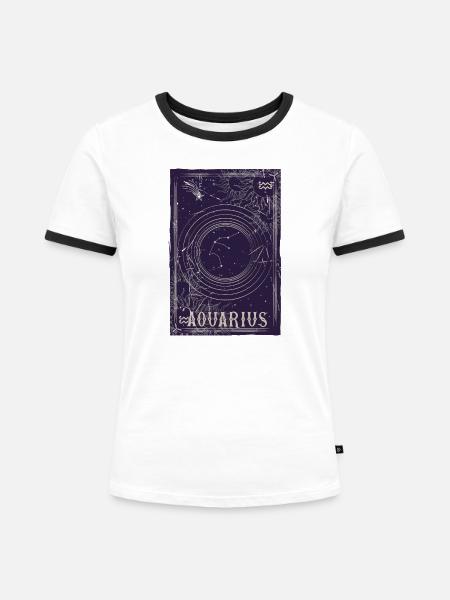 Wassermann Sternbild Ring Nachthimmel - Frauen Kontrast-T-Shirt - Weiß/Schwarz