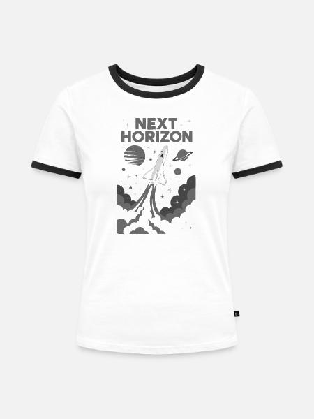 Nächste Horizon Rocket Expedition - Frauen Kontrast-T-Shirt - Weiß/Schwarz