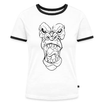 Wütender Gorilla Silberrücken - Frauen Kontrast-T-Shirt - Weiß/Schwarz - Vorne - Selfina (174cm)