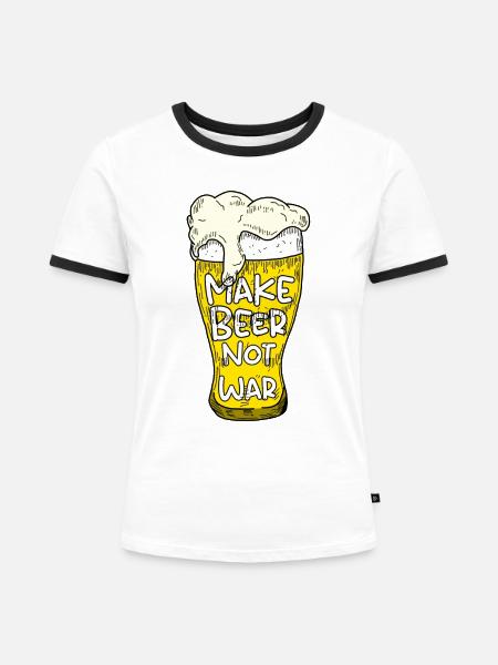 Bierliebhaber 🍺 - Frauen Kontrast-T-Shirt - Weiß/Schwarz