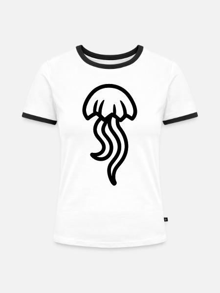 Qualle - Frauen Kontrast-T-Shirt - Weiß/Schwarz