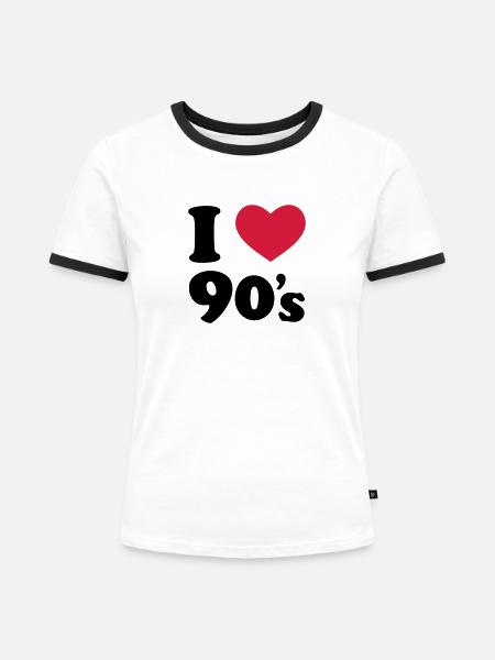 90's - Frauen Kontrast-T-Shirt - Weiß/Schwarz