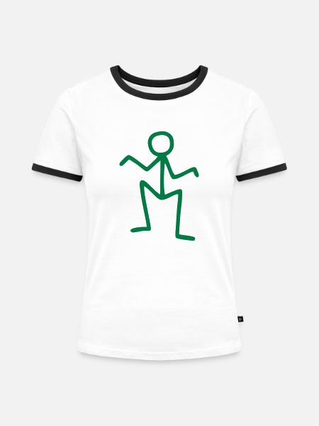 Strichmännchen - lustig - Frauen Kontrast-T-Shirt - Weiß/Schwarz