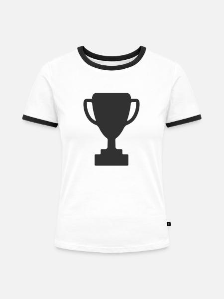 Pokal-Symbol - Frauen Kontrast-T-Shirt - Weiß/Schwarz