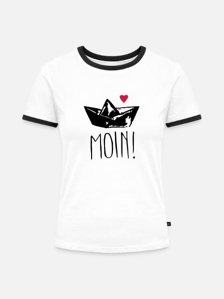 moin herz - Frauen Kontrast-T-Shirt - Weiß/Schwarz