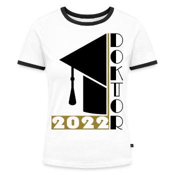 Abschluss Doktor 2022 Promotionshut - Frauen Kontrast-T-Shirt - Weiß/Schwarz - Vorne - Selfina (174cm)