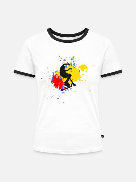 Freestyle-Roller - Frauen Kontrast-T-Shirt - Weiß/Schwarz