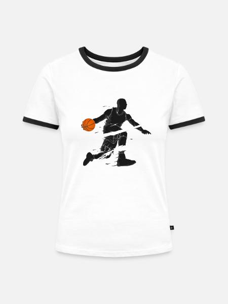 Basketball-Spieler - Frauen Kontrast-T-Shirt - Weiß/Schwarz
