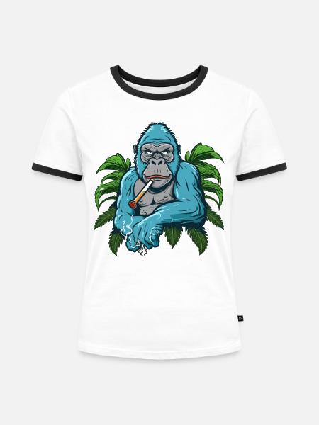 Stumpfer Gorilla - Frauen Kontrast-T-Shirt - Weiß/Schwarz