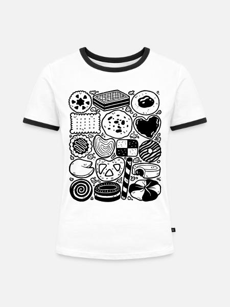 Kekse - Frauen Kontrast-T-Shirt - Weiß/Schwarz
