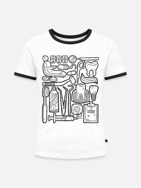 Zahnarzt - Frauen Kontrast-T-Shirt - Weiß/Schwarz