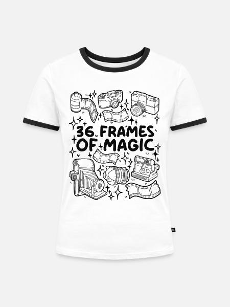 36 Frames of Magic – Analogliebe - Frauen Kontrast-T-Shirt - Weiß/Schwarz
