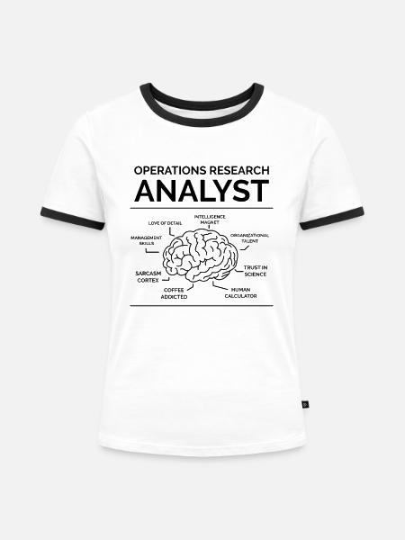 Analyst für Betriebsforschung - Frauen Kontrast-T-Shirt - Weiß/Schwarz