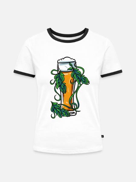 Bierglas Bier Weizenbier - Frauen Kontrast-T-Shirt - Weiß/Schwarz