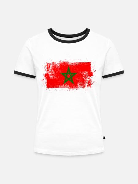 Marokko - Frauen Kontrast-T-Shirt - Weiß/Schwarz