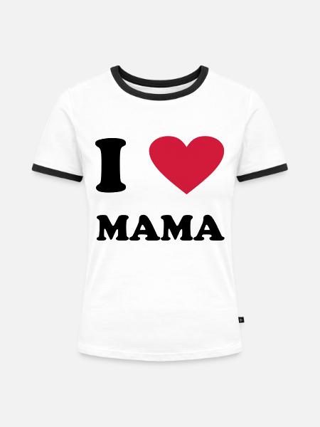 I love Mama - Frauen Kontrast-T-Shirt - Weiß/Schwarz