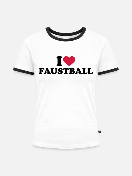 Faustball - Frauen Kontrast-T-Shirt - Weiß/Schwarz
